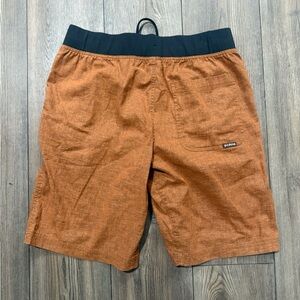 prAna Men’s prAna Vaha Shorts Rust Hemp Blend Elastic Waist Drawstring Size S